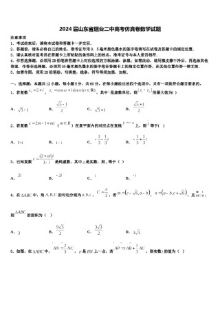 2024届山东省烟台二中高考仿真卷数学试题含解析.doc