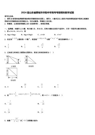 2024届山东省聊城市华阳中学高考考前模拟数学试题含解析.doc