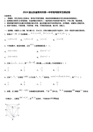 2024届山东省莱州市第一中学高考数学五模试卷含解析.doc