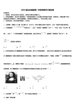2024届山东省蓬莱一中高考数学三模试卷含解析.doc
