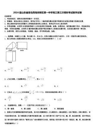 2024届山东省青岛西海岸新区第一中学高三第三次模拟考试数学试卷含解析.doc