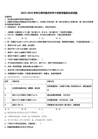 2023-2024学年三明市重点中学十校联考最后化学试题含解析.doc