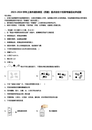 2023-2024学年上海市浦东新区（四署）重点名校十校联考最后化学试题含解析.doc
