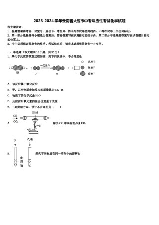 2023-2024学年云南省大理市中考适应性考试化学试题含解析.doc