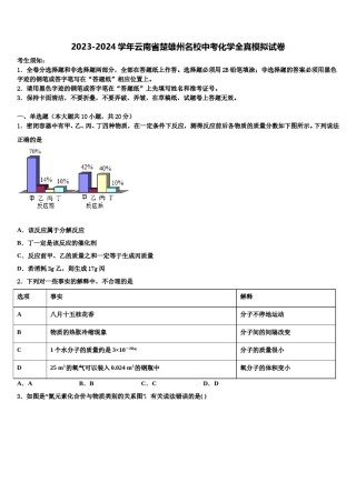 2023-2024学年云南省楚雄州名校中考化学全真模拟试卷含解析.doc