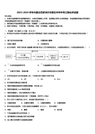 2023-2024学年内蒙古巴彦淖尔市第五中学中考三模化学试题含解析.doc