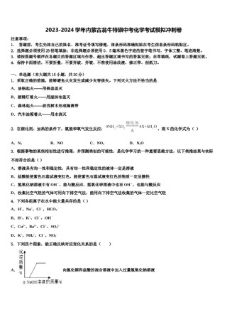 2023-2024学年内蒙古翁牛特旗中考化学考试模拟冲刺卷含解析.doc