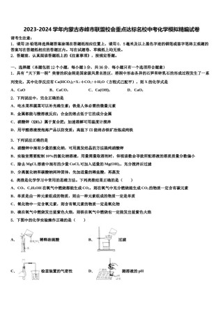 2023-2024学年内蒙古赤峰市联盟校会重点达标名校中考化学模拟精编试卷含解析.doc