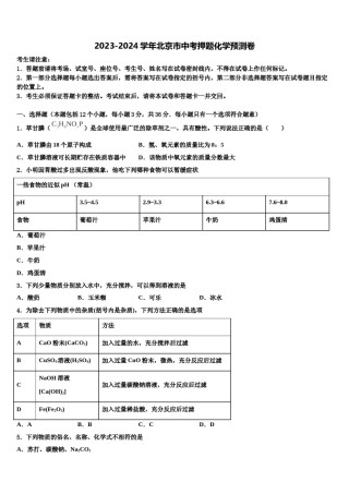 2023-2024学年北京市中考押题化学预测卷含解析.doc
