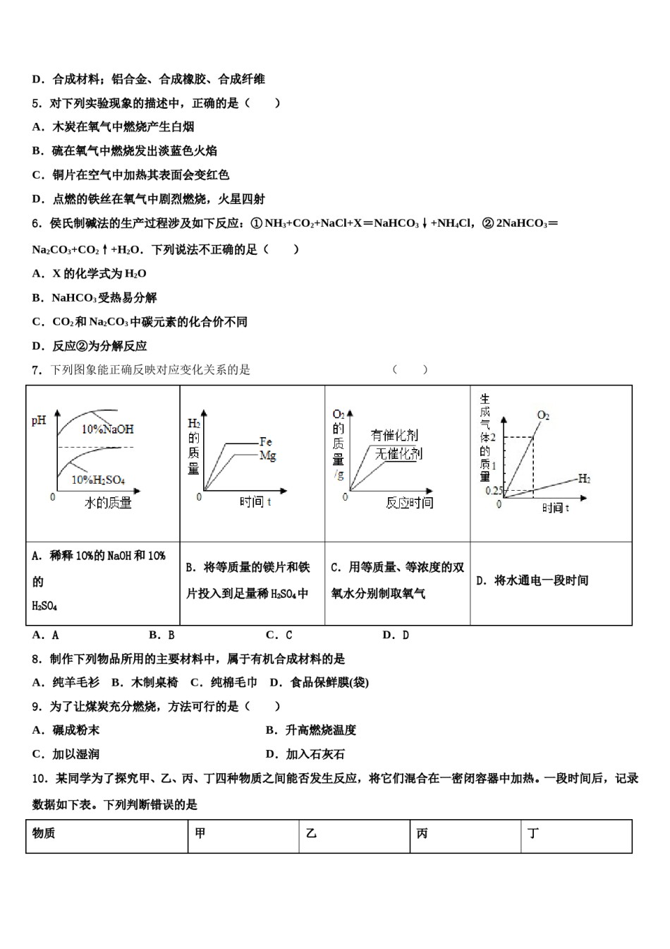 2023-2024学年北京市海淀区清华附中中考二模化学试题含解析.doc_第2页