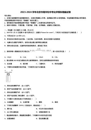 2023-2024学年北京市精华校中考化学模拟精编试卷含解析.doc