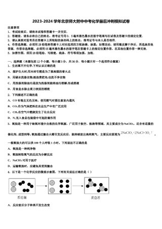 2023-2024学年北京师大附中中考化学最后冲刺模拟试卷含解析.doc