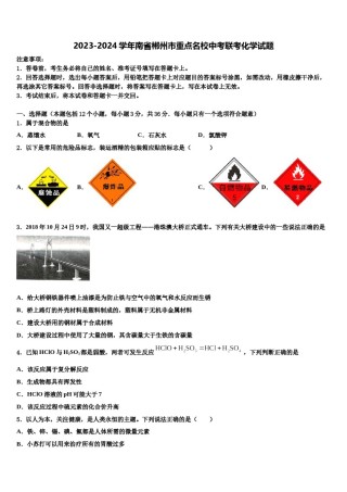 2023-2024学年南省郴州市重点名校中考联考化学试题含解析.doc