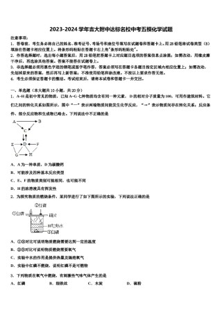 2023-2024学年吉大附中达标名校中考五模化学试题含解析.doc