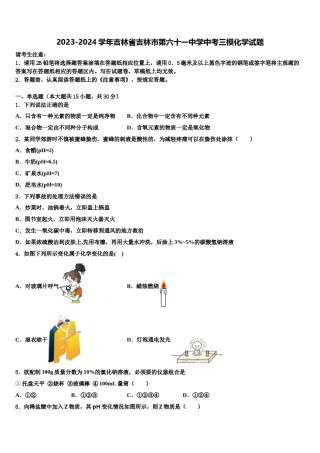 2023-2024学年吉林省吉林市第六十一中学中考三模化学试题含解析.doc