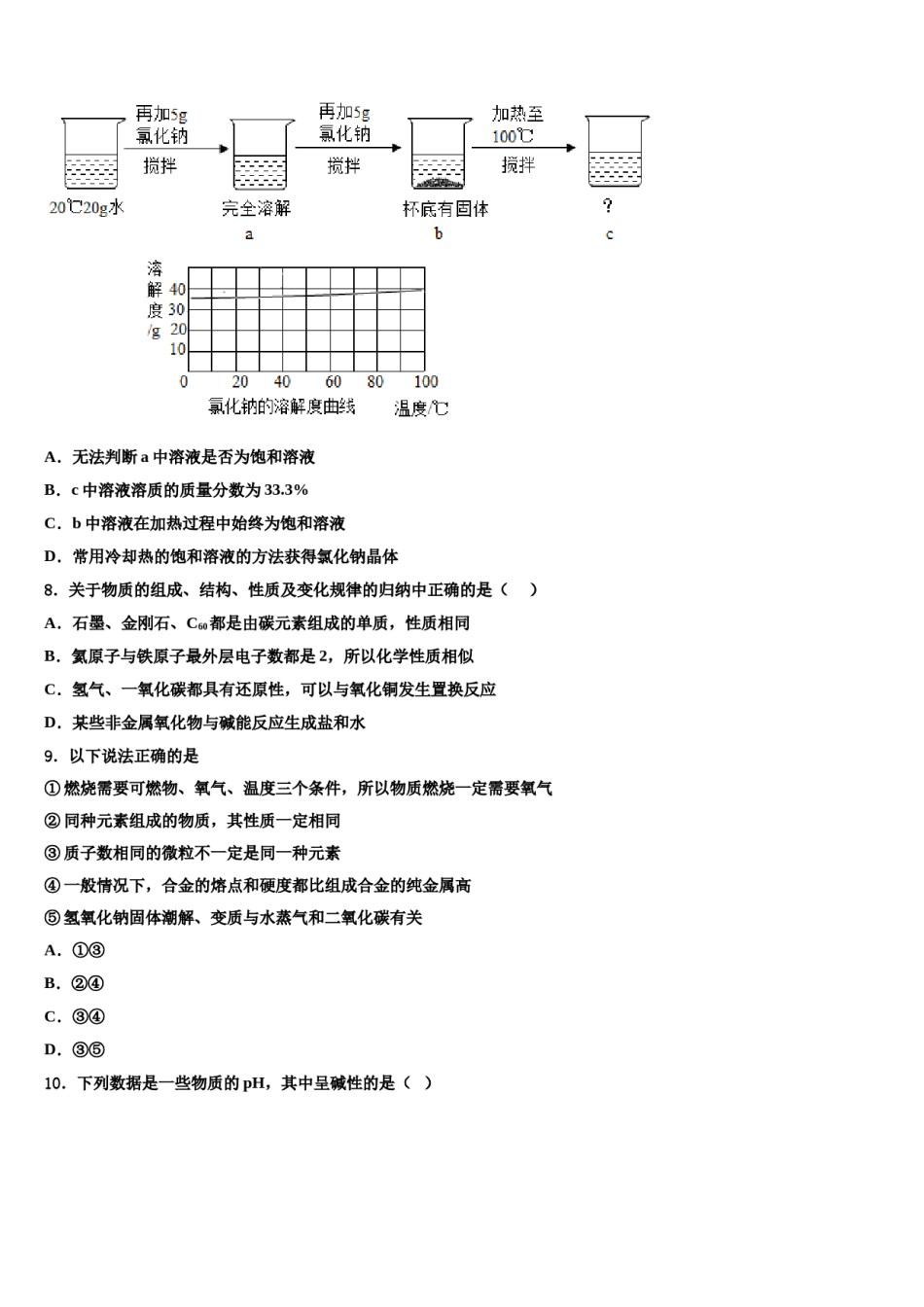 2023-2024学年吉林省长春外国语校中考三模化学试题含解析.doc_第2页