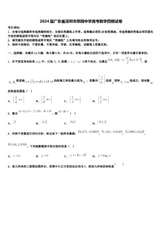 2024届广东省深圳市翠园中学高考数学四模试卷含解析.doc