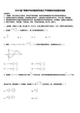 2024届广西南宁市外国语学校高三下学期联合考试数学试题含解析.doc
