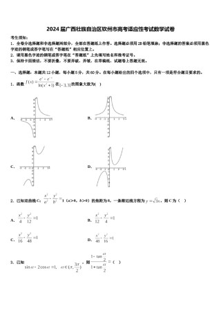 2024届广西壮族自治区钦州市高考适应性考试数学试卷含解析.doc