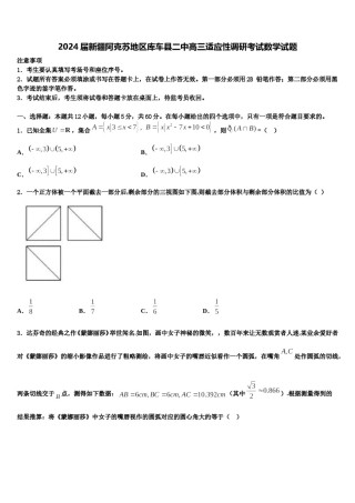 2024届新疆阿克苏地区库车县二中高三适应性调研考试数学试题含解析.doc