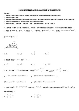 2024届江苏省盐城市响水中学高考仿真卷数学试卷含解析.doc