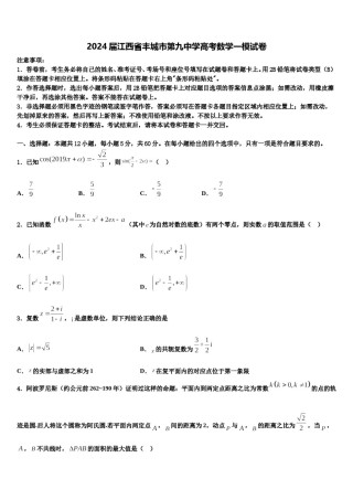 2024届江西省丰城市第九中学高考数学一模试卷含解析.doc