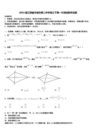 2024届江西省丰城市第二中学高三下第一次测试数学试题含解析.doc