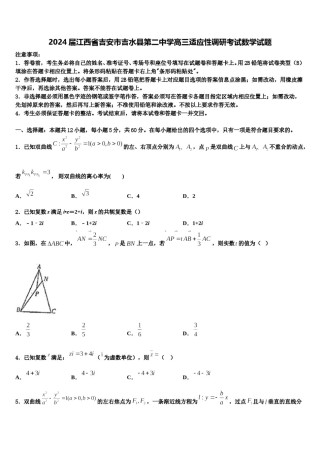 2024届江西省吉安市吉水县第二中学高三适应性调研考试数学试题含解析.doc