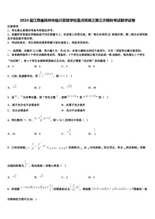 2024届江西省抚州市临川实验学校重点班高三第三次模拟考试数学试卷含解析.doc