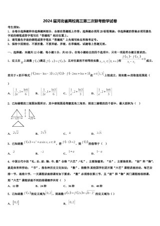 2024届河北省两校高三第二次联考数学试卷含解析.doc