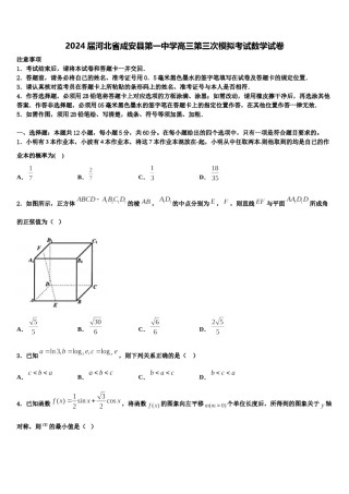 2024届河北省成安县第一中学高三第三次模拟考试数学试卷含解析.doc