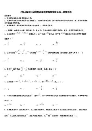 2024届河北省辛集中学高考数学考前最后一卷预测卷含解析.doc