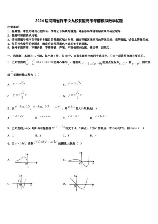 2024届河南省许平汝九校联盟高考考前模拟数学试题含解析.doc