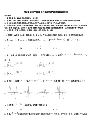 2024届浙江省湖州二中高考仿真模拟数学试卷含解析.doc