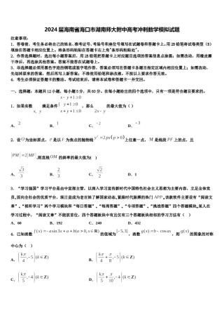 2024届海南省海口市湖南师大附中高考冲刺数学模拟试题含解析.doc