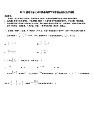 2024届湖北省松滋市四中高三下学期联合考试数学试题含解析.doc