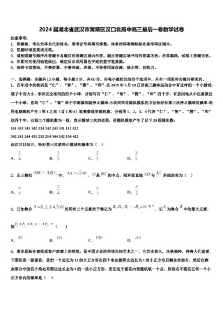 2024届湖北省武汉市黄陂区汉口北高中高三最后一卷数学试卷含解析.doc