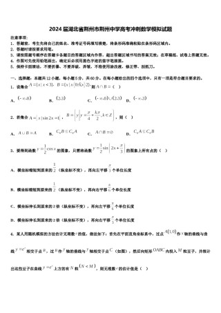 2024届湖北省荆州市荆州中学高考冲刺数学模拟试题含解析.doc