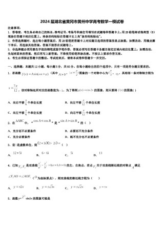 2024届湖北省黄冈市黄州中学高考数学一模试卷含解析.doc