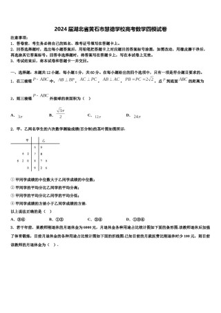 2024届湖北省黄石市慧德学校高考数学四模试卷含解析.doc