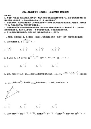2024届湖南省十三校高三（最后冲刺）数学试卷含解析.doc