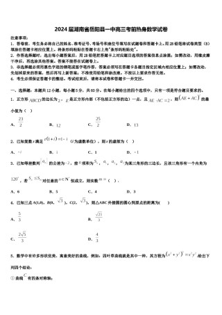 2024届湖南省岳阳县一中高三考前热身数学试卷含解析.doc