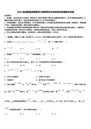 2024届湖南省湖湘教育三新探索协作体高考仿真卷数学试卷含解析.doc