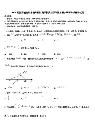 2024届湖南省衡阳市衡阳县江山学校高三下学期第五次调研考试数学试题含解析.doc
