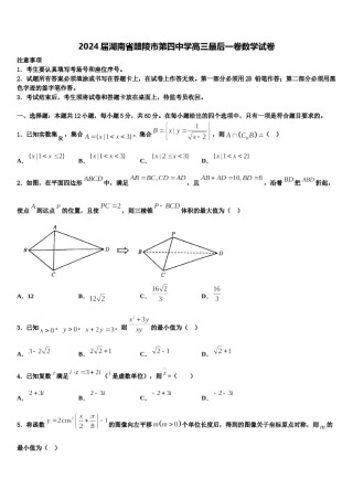 2024届湖南省醴陵市第四中学高三最后一卷数学试卷含解析.doc