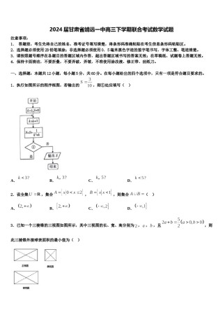 2024届甘肃省靖远一中高三下学期联合考试数学试题含解析.doc