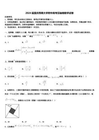 2024届重庆西南大学附中高考压轴卷数学试卷含解析.doc