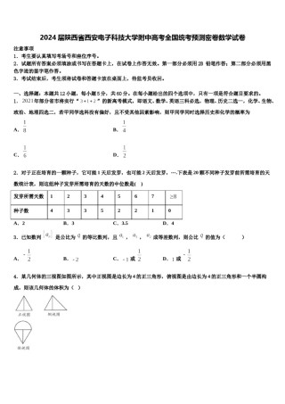 2024届陕西省西安电子科技大学附中高考全国统考预测密卷数学试卷含解析.doc