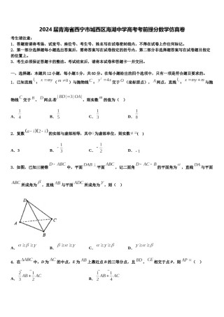 2024届青海省西宁市城西区海湖中学高考考前提分数学仿真卷含解析.doc