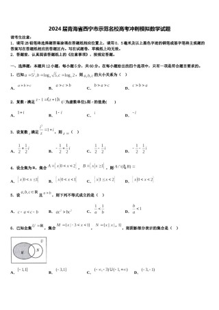 2024届青海省西宁市示范名校高考冲刺模拟数学试题含解析.doc
